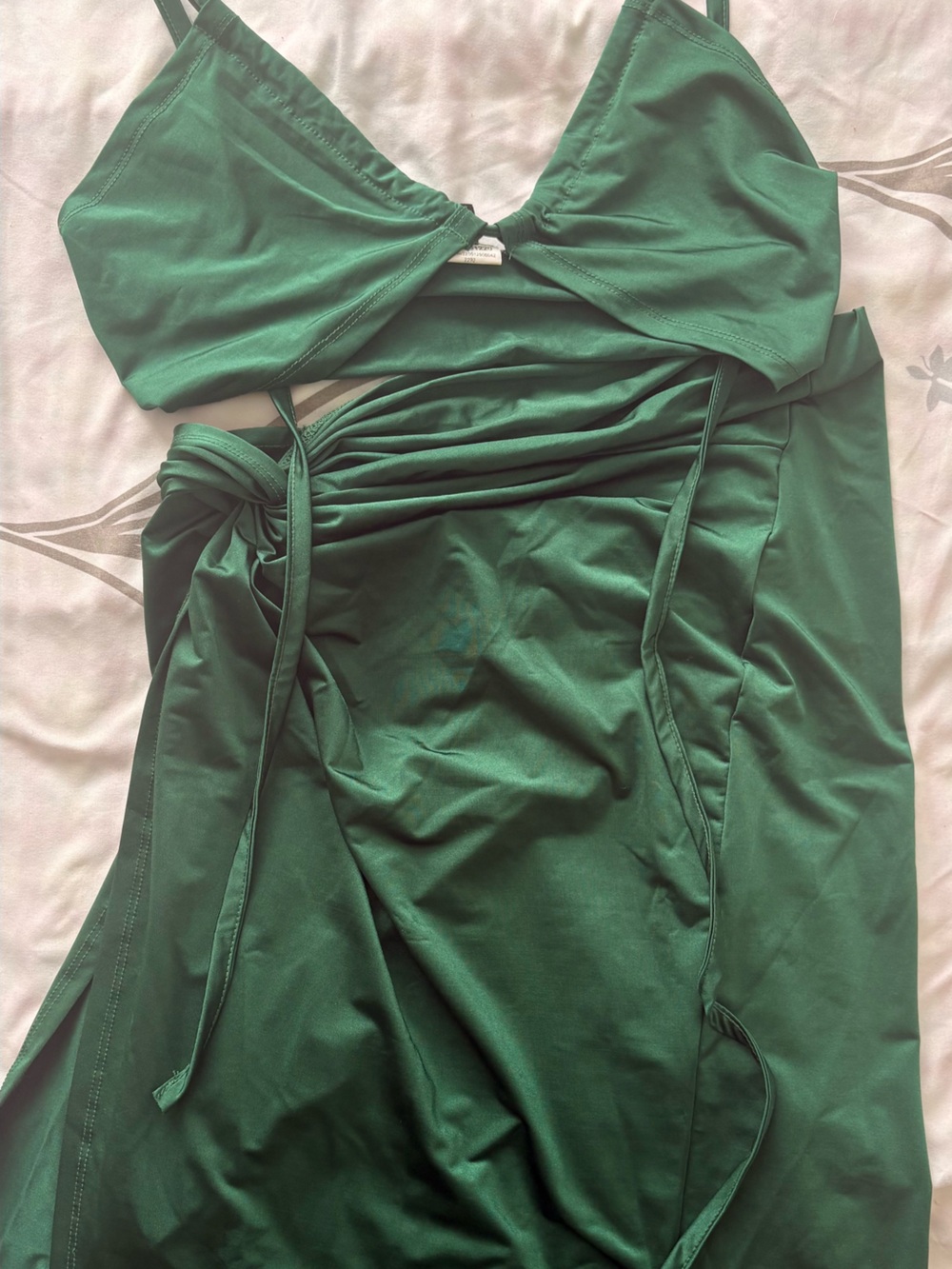 SHEIN Emerald Green Women’s Skirt Set with Side Tie